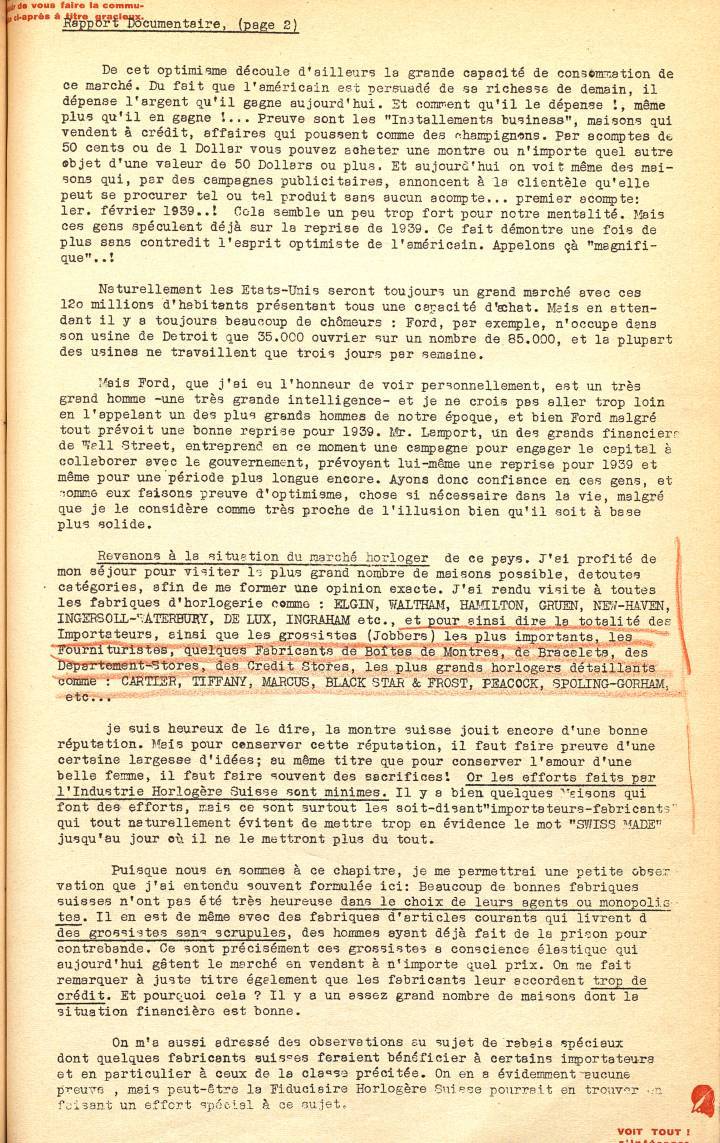 En 1938, le fondateur d'Europa Star, Hugo Bucher, en voyage de documentation en Amérique, rend visite aux acteurs de l'horlogerie sur place, dont Tiffany & Co., qui est décrite comme un «horloger détaillant» dans son compte-rendu.