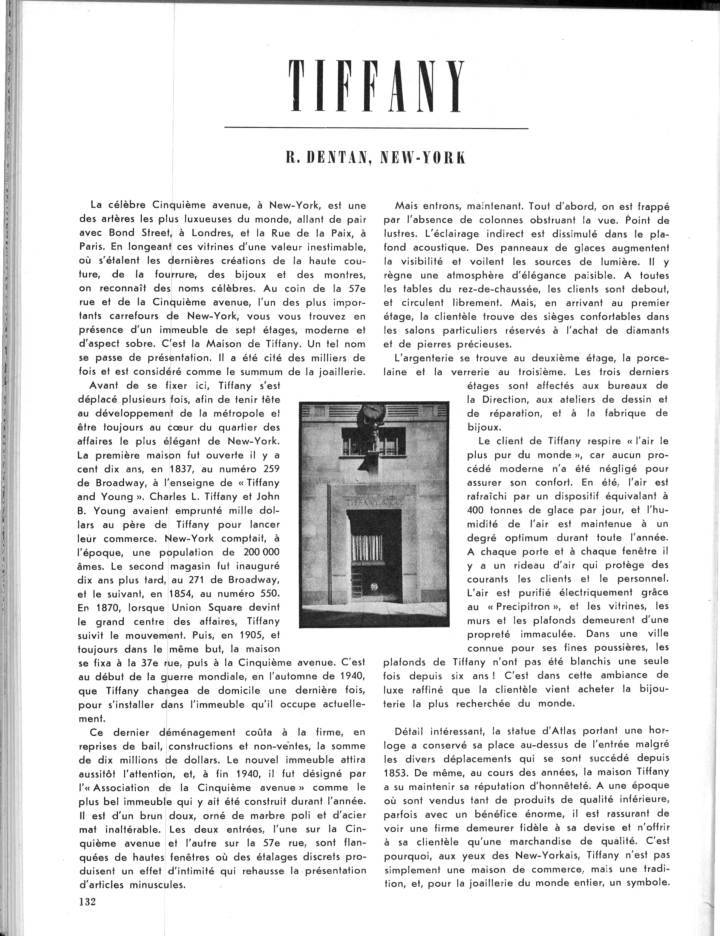 Reportage chez Tiffany & Co. en 1948, dans le Journal Suisse d'Horlogerie.