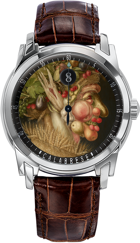 Un modèle Watch Museum avec un détail de «L'Été» de Giuseppe Arcimboldo (1563)