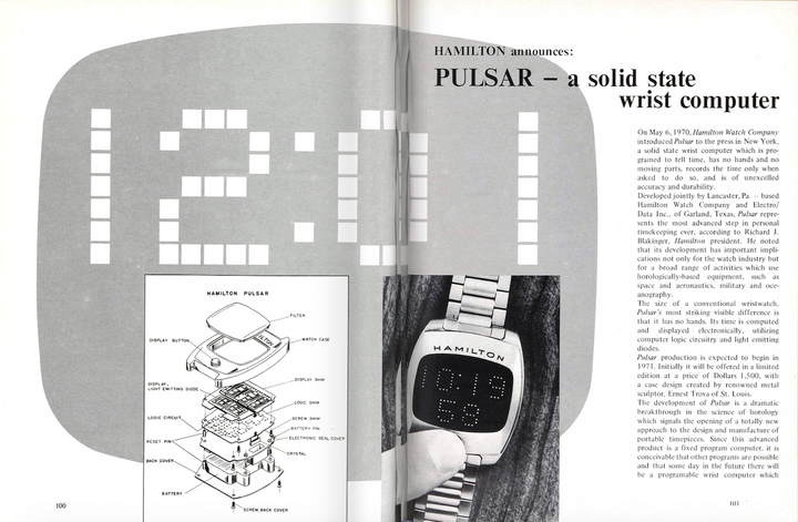 Le lancement de la Hamilton Pulsar relayé par Europa Star en 1970. Cinquante ans plus tard, c'est la renaissance du modèle!