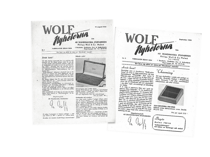 Des catalogues de promotion de Wolf en suédois datant de 1950.