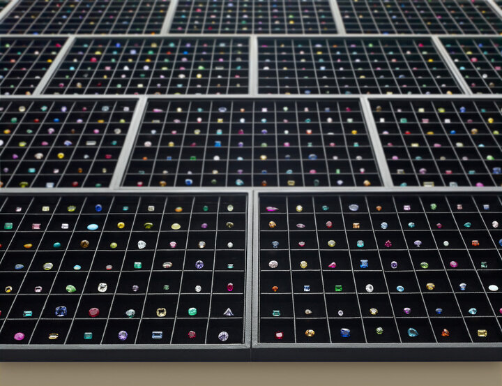 Collection de pierres de couleurs de référence de Gem Lab pour Gübelin, toutes identifiables à leur mine respective