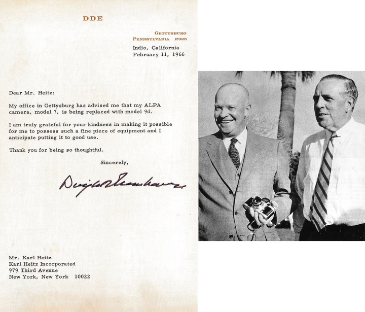 Parmi les amateurs des appareils photographiques d'Alpa: le président américain Dwight Eisenhower.