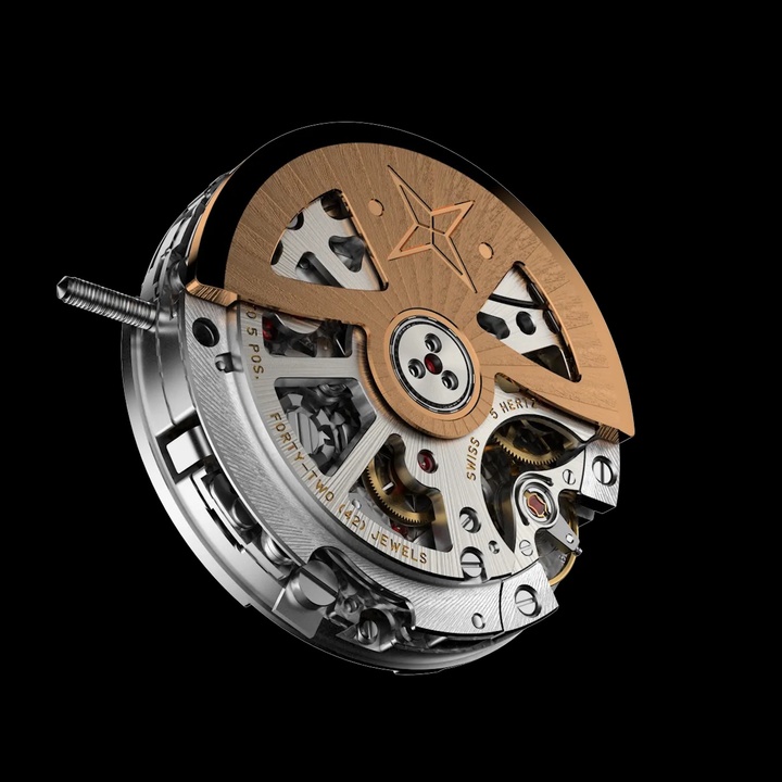 Le calibre 6710 (chronographe intégré)...