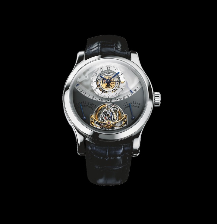 Jaeger-LeCoultre Master Gyrotourbillon 1 (2004). Ce modèle devance de peu d'autres tourbillons multi-axes, notamment celui de l'horloger Jean-Pierre Golay, alors employé à Genthod chez Franck Muller, ou encore de l'horloger indépendant Thomas Prescher.