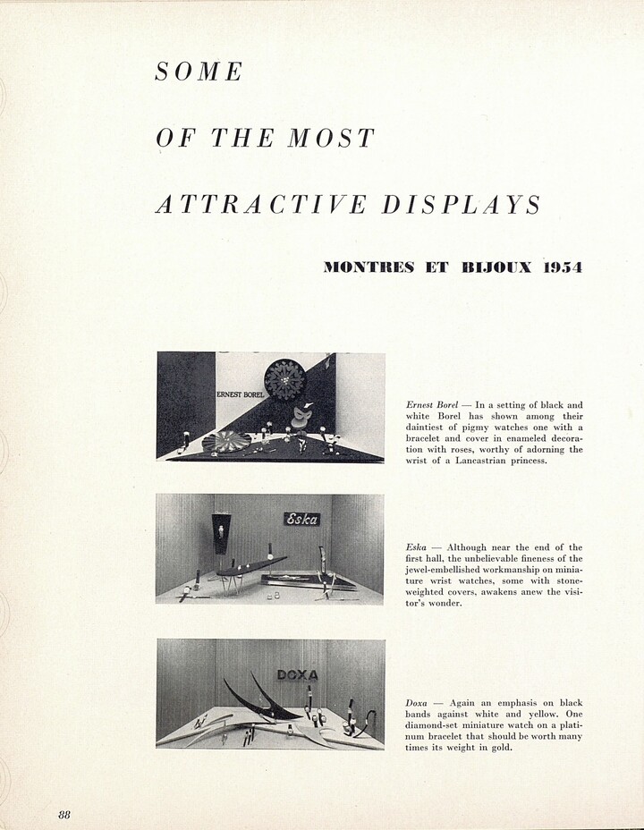 Eska expose au salon Montres et Bijoux de Genève en 1954.