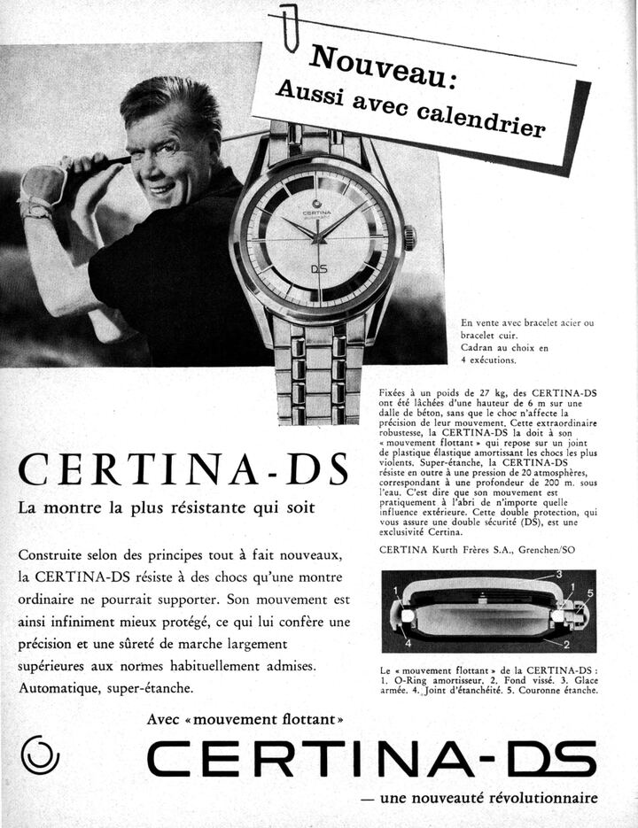 L'introduction de la Certina DS (annonce de 1961).