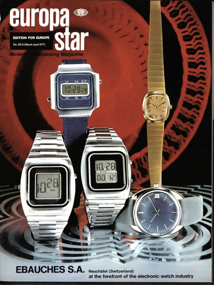 En consultant les archives Europa Star, on est frappé de l'agilité avec laquelle l'horlogerie suisse s'est adaptée au quartz dans les années 1970. Dans cette édition de 1977 par exemple, avec une couverture Ebauches SA, on retrouve autant des modèles classiques que des modèles électroniques. Cette agilité a ensuite permis à l'industrie de déployer les meilleures offres non seulement en redynamisant la montre mécanique mais aussi en intégrant complètement une offre électronique, de la Swatch en plastique aux modèles ultraplats ornés de diamants. Une latitude de champ que l'on observe moins aujourd'hui, avec la spécialisation progressive de l'industrie dans la seule niche du luxe mécanique, loin de la montre connectée et encore plus loin de la montre électronique.