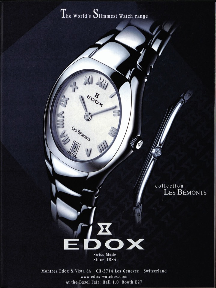 A la fin des années 1990, la marque reprend des couleurs - ici une annonce dans Europa Star en 2002.