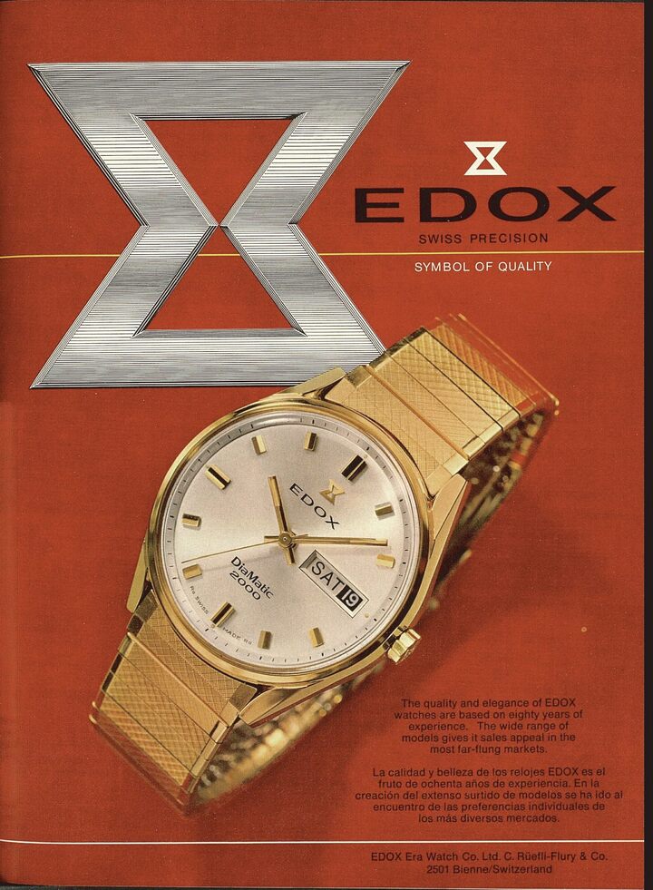 Une annonce Edox dans un numéro de 1966 d'Europa Star